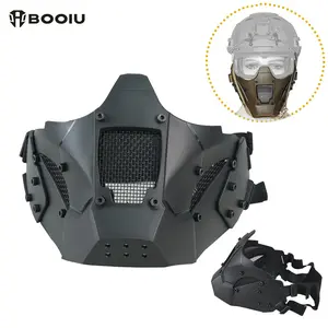 BOOIU Tactical Half Face Mask Metal Steel Breathable Paintball Airsoft Hunting Mesh Mask CS Protective Mask for FAST Helmet Breathable Face Cover