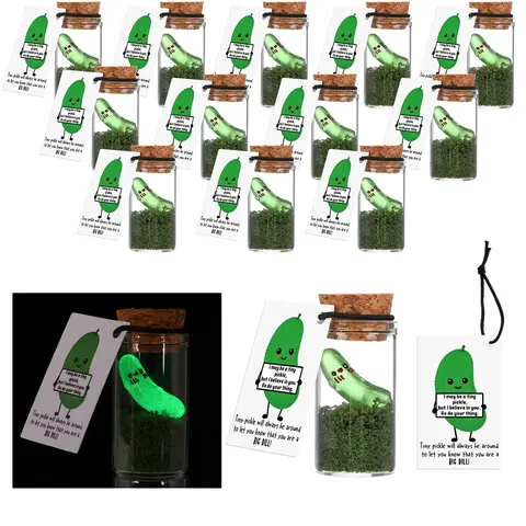Employee Appreciation Gifts 20/30/50 Sets Mini Glowing Pickle Figure Jar Glasses with Positive Cards Emotional Support Bluk Gifts for Team Coworker Teachers Students Healthcare Worker for Teacher Appreciation Week Nurses day 2026 Grad Season Party Favors,