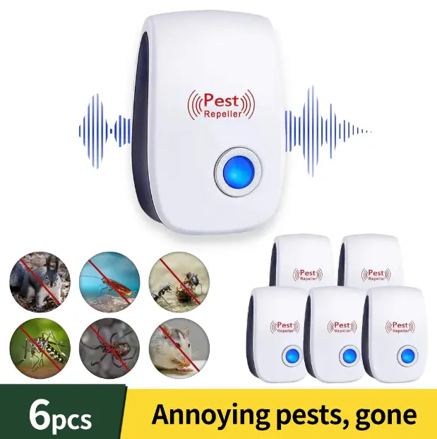 6 Packs Plug-in Type Ultrasonic Pest Repeller Bug Plugs, Electronic Indoor Rodent Repellent for House, Kitchen, Targeting German Cockroaches, Spiders, Ants, Mosquitoes, Mice, Dorm & Home Essentials, Rodents