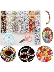 1500pcs Acrylic Letter Beads Set, Elegant Bead Kit for Bracelets, Jewelry Making, Keychains, Fashion Gifts, Craft Accessories