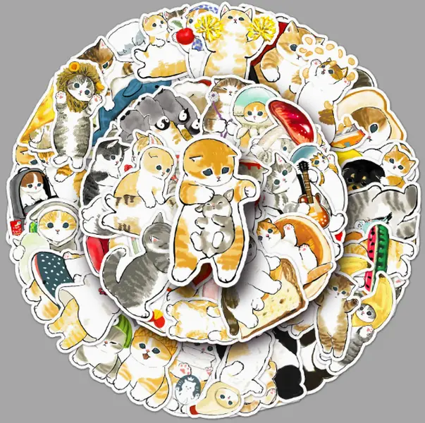 50pc Funny Cat Meme Sticker Pack for Pets Lover. Waterproof Vinyl Stickers for Book Phone Laptop Water Bottle Skateboard. Luggage. Perfect Craft Stickers for Scrapbooks, Planners, Gifts and Rewards. Cute Gifts for Girls Kids Teens Adults.