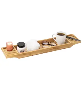 Bathtub Tray, Shower Organizer, Bathroom Accessory, Wood Tray, Rayon from Bamboo, Br