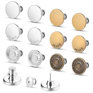 12 Sets Jean Button Pins No Sew Instant Replacement Buttons Reusable Adjustable Pant Waist Tightener for Loose Jeans 12pcs Premium Quality Detachable Replacement Buttons Made of High Quality Metal Sturdy and Durable