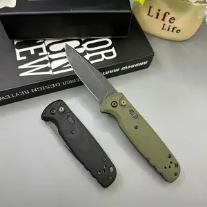 4300BK-02 Outdoor Folding Pocket Tool - Premium MagnaCut Steel Black Coated Blade, G10 Non-Slip Handle with Pocket Clip, 1-Hand Use EDC Tool for Camping, Hiking, Practical Gift for Men