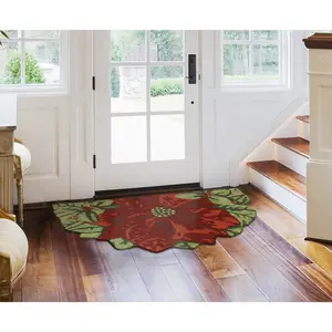 Lush Decor FRONTPORCH Indoor/Outdoor Hand Tufted Durable Area Rug - Traditional Botanical Floral Decorative  (Poinsettia)