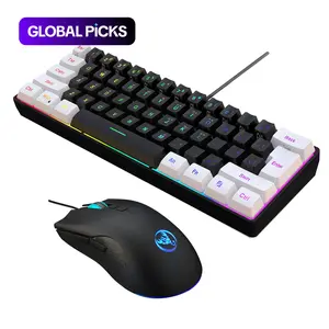Keyboard and Mouse Combo Set, 61-Key Slim Membrane RGB Backlit Keyboard with Dual-Color Injection Keycaps and Optical Mouse, USB Plug-and-Play #GLOBAL PICKS