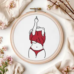 Subversive Middle Finger Female Women Feminine -  Cross Stitch Pattern Kit