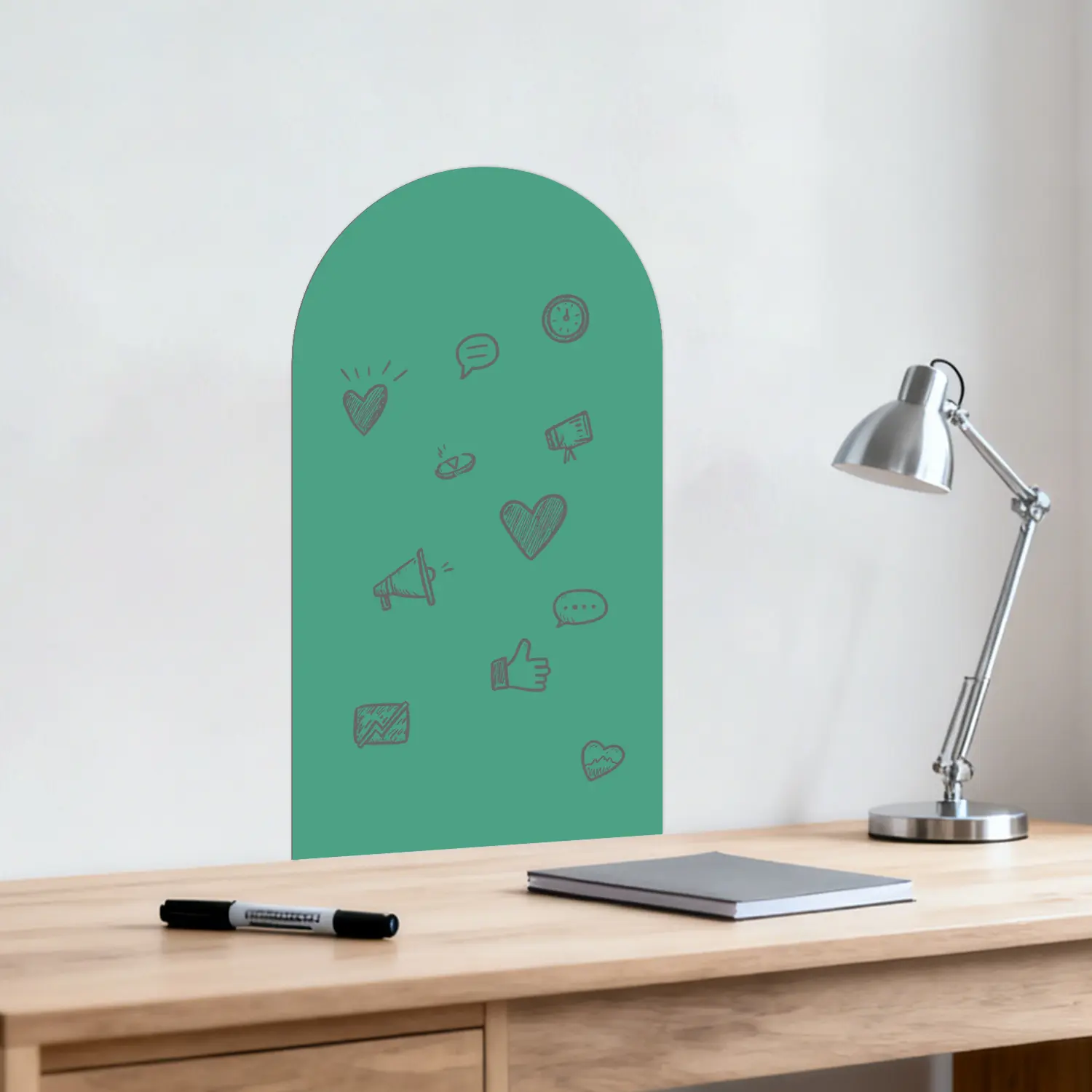1 green soft magnetic arch set that can be drawn and written on, with self-adhesive magnetic easy installation - suitable for office notes, study in the study room, and perfect decoration for restaurant message walls - Magnetic Board