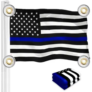 G128 2 Pack: Thin Blue Line Flag | 3x5 Ft | LiteWeave Pro Series Printed 150D Polyester, 4 Corner Brass Grommets | Duty and Honor Flag, Vibrant Colors, More Durable Than 100D 75D Polyester