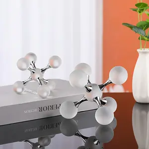 Modern Crystal Sphere Alloy Molecular Set Decoration for Living Room, Office, TV Cabinet - Luxurious Crystal Ball Decor for Home and Office - Set of 1