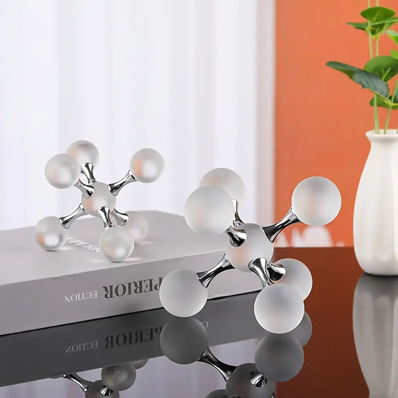 Modern Crystal Sphere Alloy Molecular Ornament - 1-Piece Home Decor Accessory, Interior Decoration Accessory for Living Room, Office, Interior Decoration Accessories