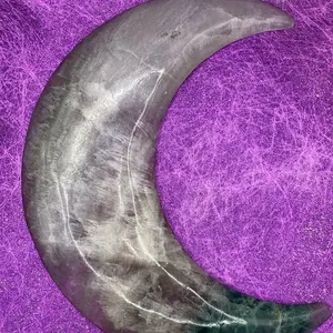 Fluorite and Citrine Crescent Moon Decoration