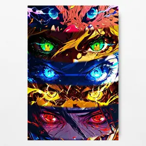 Demon Slayer Eyes Poster, Zenitsu Inosuke Tanjiro Giyu Anime Eye Closeups, High Quality Cardboard, Bold Wall Art for Otaku Room Gift, for Men & Women