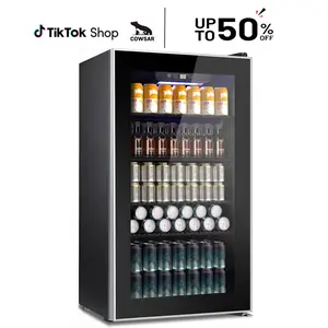 【SummerVibes】COWSAR Beverage Refrigerator and Cooler, Mini Fridge 48-130 Can, Little Cooler with Digital Display 32~61℉, Small Refrigerator with 4 Shelves for Home Office, Bedroom, Garage, Game Room, 1.3-4.4 Cu.Ft