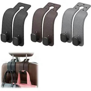 3Pcs Double Leather Car Seat Back Headrest Hooks Storage Hook for Handbags Purses Bags 3 Colors