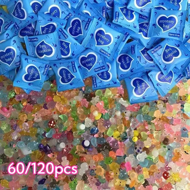 Glow-in-the-Dark 3D Resin Animal Mini Figurines Set - 60/120pcs Animal Figures Miniatures, DIY Decor & Home Decor Gift Ornaments for Craft Projects