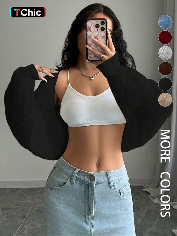 Women's Short Bolero Cardigan, Long Sleeve Fitted Sweater, Casual Fall & Winter Fashion, Comfortable Layering Option