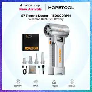HOPETOOL S7 Cordless Rechargeable Electric Duster - 150000 RPM High-Speed, Dual Batteries for PC, Keyboard & Car Detailing Dust Removal, Car Detailing Products