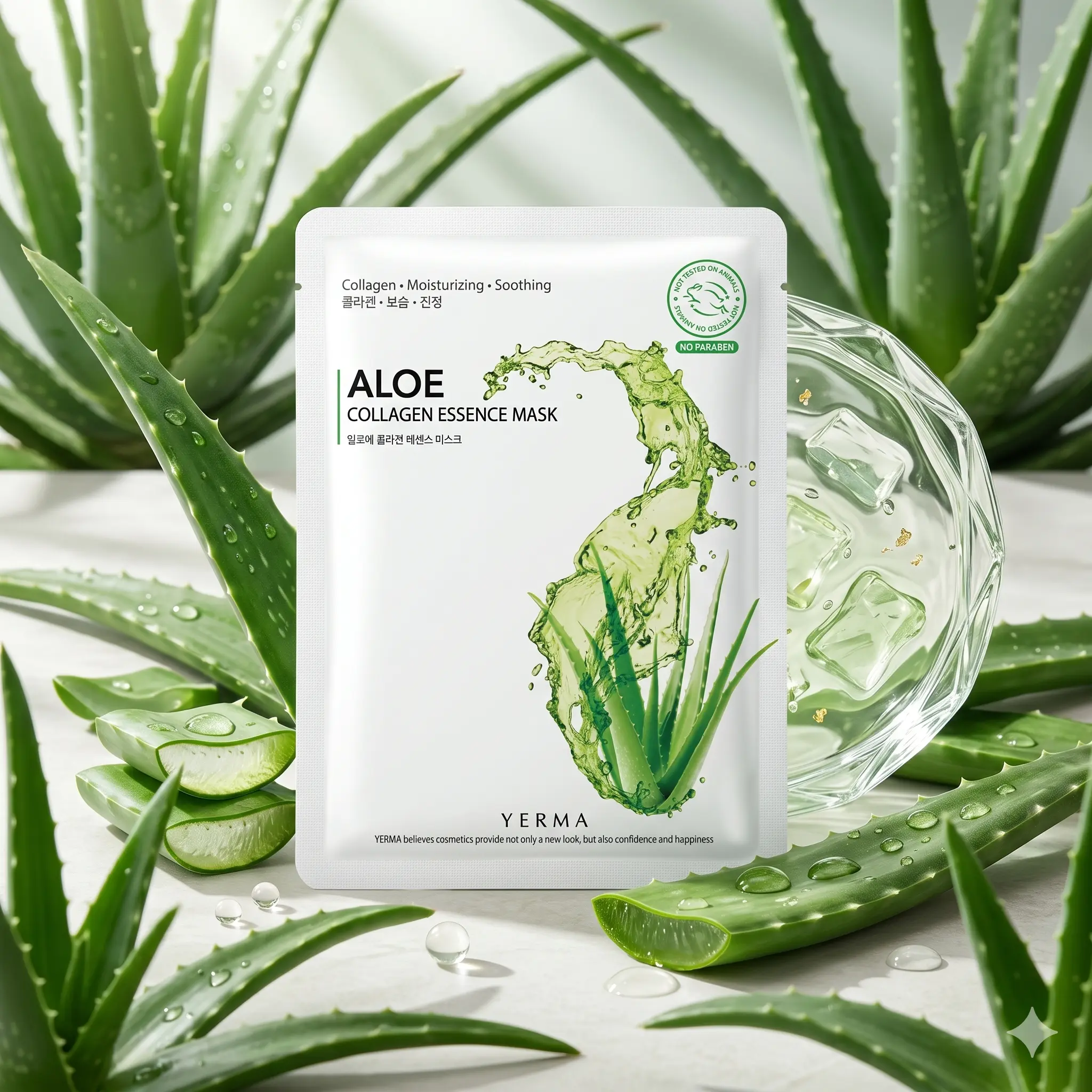Korean Aloe Vera Collagen Essence Mask, Skin Repair Aloe Infusion, Restore Skin Texture and sooting