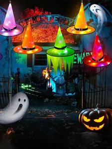 New Halloween Glowing Witch Hat, LED Light Up Wizard Costume Accessory, Party Decoration Prop for Halloween & Ghost Festival, Led Hats