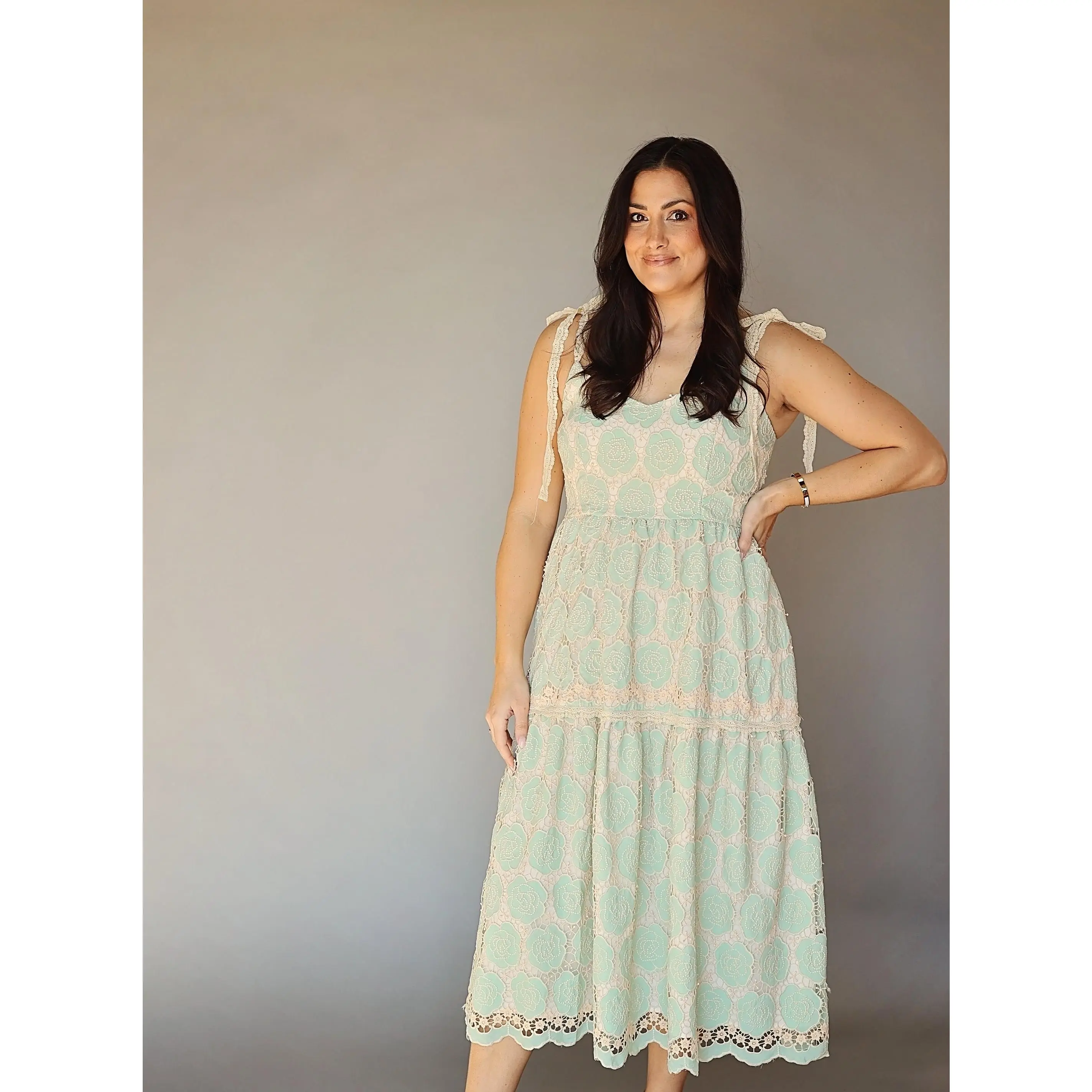 Isabelle Dress Mint Casual Lace