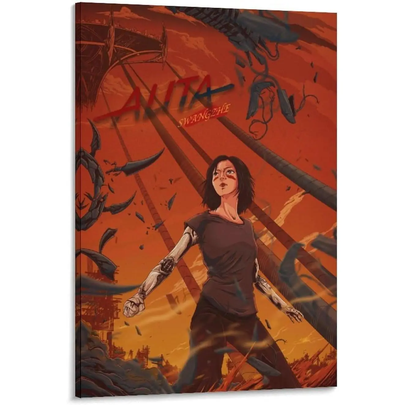 Alita Battle Angel Movie Poster Cyberpunk Cityscape Canvas Wall Art (19) Wall Art Poster Bedroom Prints Home Decor Hanging Picture Canvas Painting Posters