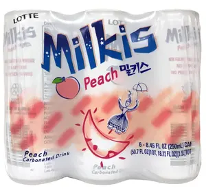 LOTTE Milkis Soda Beverage, Peach, 8.45 Fl Oz (Pack of 6)