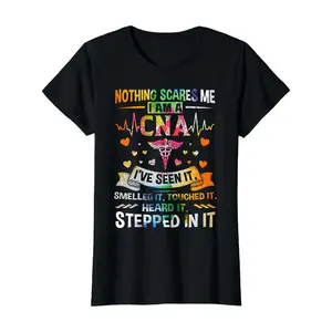 Cotton Short Sleeve Nothing Scares Me CNA Nurse Job Lover Gift/ CNA Nurse Gift T-Shirt For Men Women