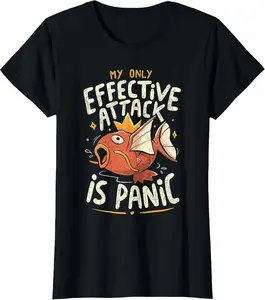 Women's Unisex "My Only Effective Attack is Panic" Vintage Graphic T-Shirt, Loose Short-Sleeve Breathable Cotton Fabric Top, Perfect to Pair with Jeans for Casual Streetwear
