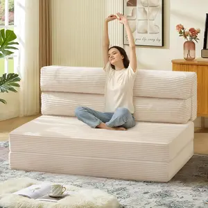 Winzoo Folding Sofa Bed, Convertible Sleeper Chair with Pilow Foldable Matress, 2 in 1 Pull Out Loveseat Sofa Portable Fold Out Chair Bed Floor Couch Lounge for Living Room Bedroom