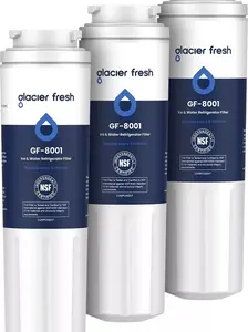 Glacier Fresh GF-8001 Water Filter - Compatible with Whirlpool, 3-Pack, 0.5 Micron Pores, NSF Certified, BPA-Free, Monthly Stickers for Durability