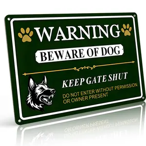 "WARNING Beware of Dog" Pet Security Metal Sign, Classic Decorative Wall Art for Yard, Gate, Entryway & Pet-Friendly Home.8*12 Inch Aluminum, Distressed Vintage Style, Waterproof & Rust-Free, Ideal Gift for Dog Lovers & Homeowners