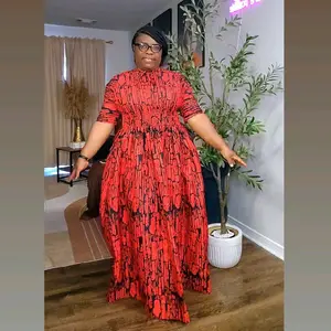Crimson Fracture Dress - Elegant Red and Black Patterned Midi Dress with Pleated Design for Special Occasions