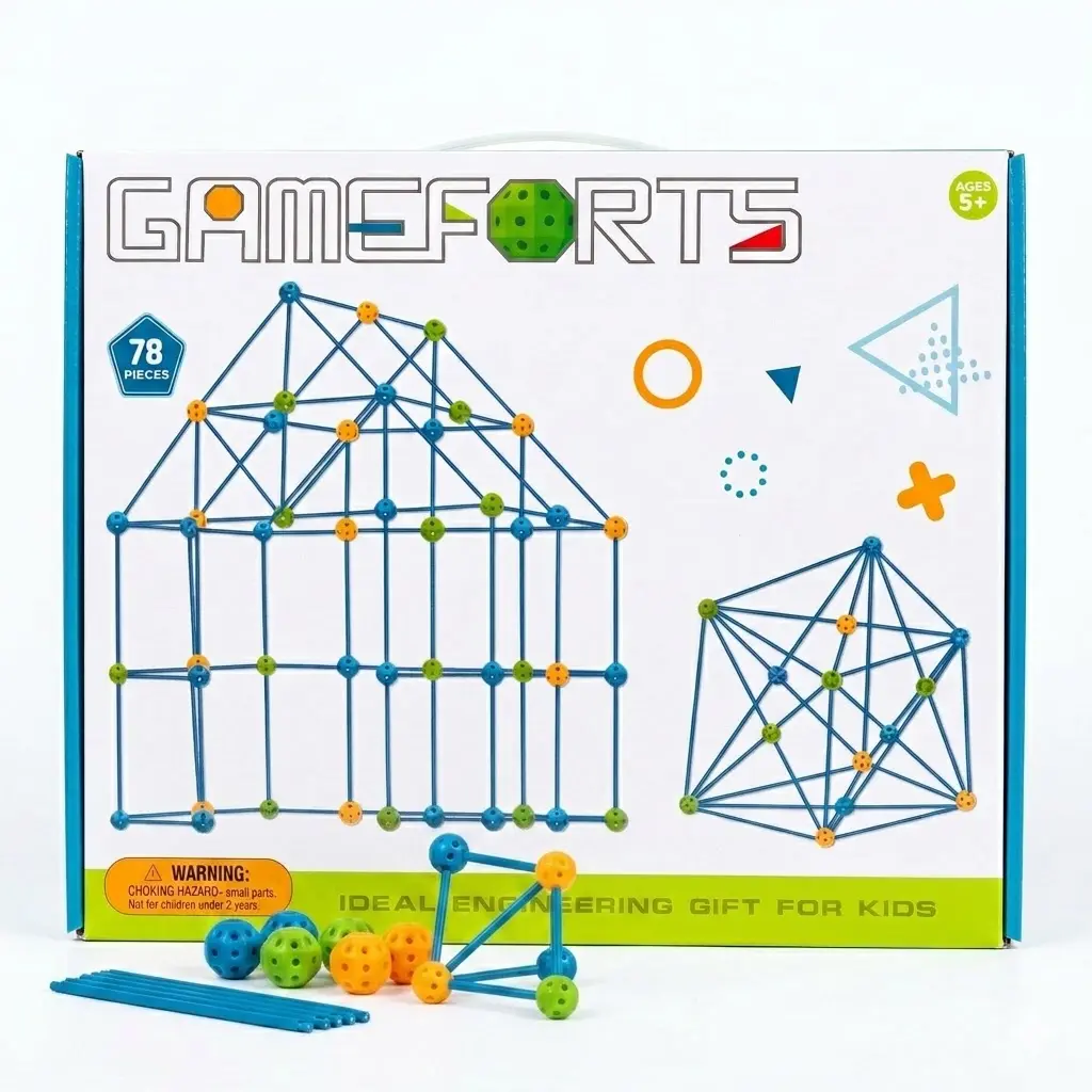 Quality upgrade Creative STEM Fort Building Toys for Kids, 78 Pcs DIY Play Tent Castle Making Kit, Educational Construction Toys, Ideal Birthday Engineering Gift for Aged 5-8 Year Old Boys Girls