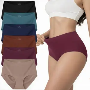 6/8/10/12 Comfortable Leakproof Seamless Underwear for Women, High Waist Seamless Panties, Cotton High Waisted Underwear, Soft Tummy Control Panties, Breathable Seamless Panties Packs & Sets, Women’s Tummy Control Shapewear Shorts, High Waist Fit Everyday