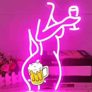 Lady Back Neon LED Sign - Bedroom Decor, Cool Room Decor, Artwork Novelty Lighting, Illuminated Novelty Lighting for Living Room Wall, Home Improvement Gift