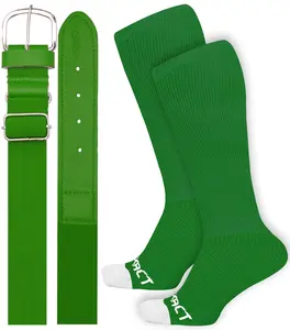 Baseball Socks and Belt Combo Set for Boys & Girls, Adult and Youth Sizes (Kelly Green)