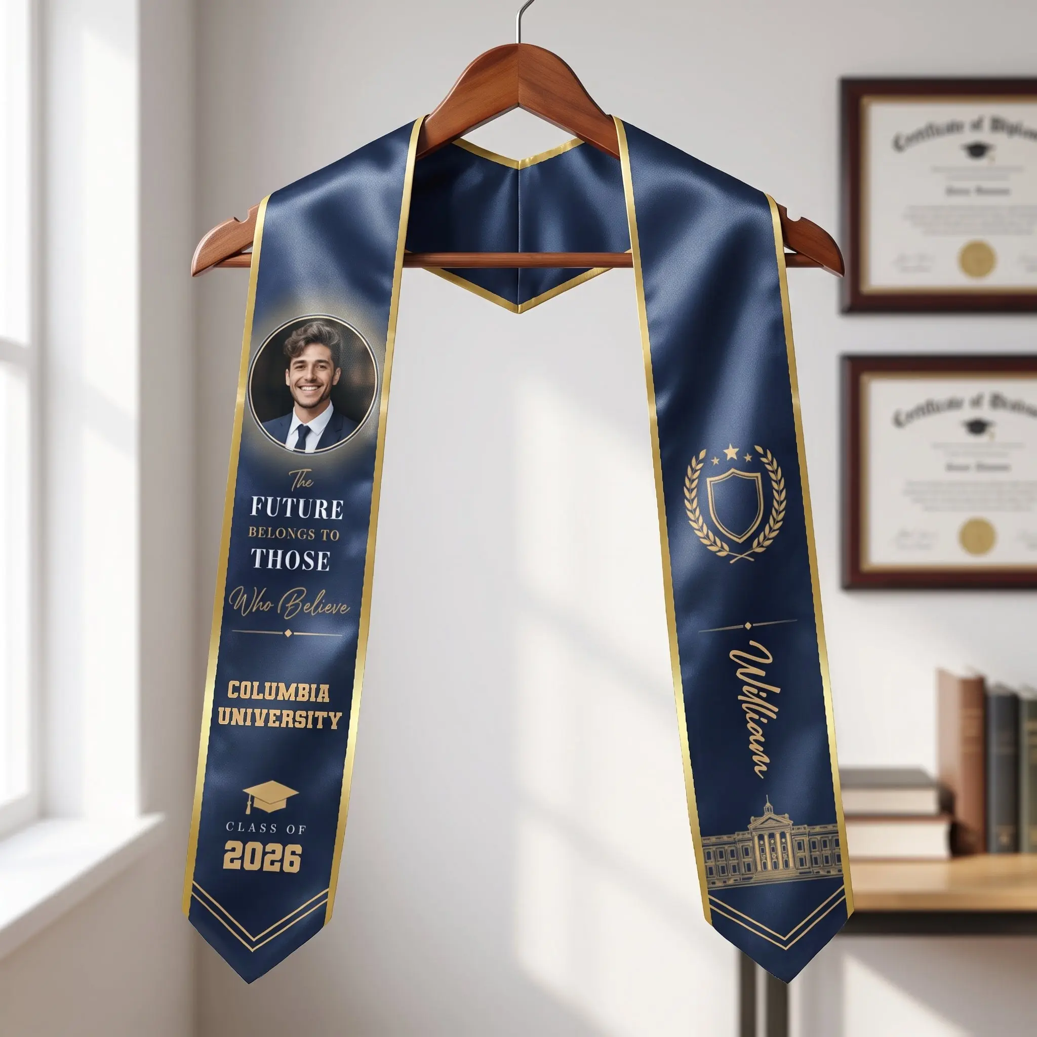 Personalized The Future Belongs to Those Who Believe Graduation Stole – Custom Photo and Name