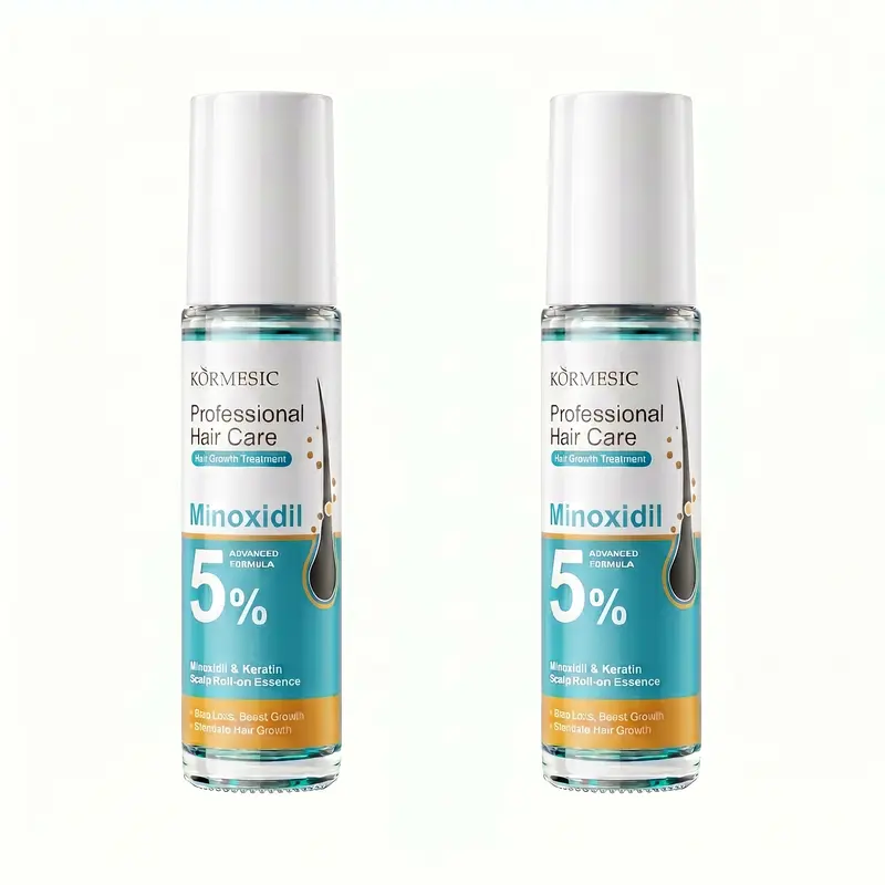 [BUY 1 GET 1 FREE] Advanced Formula Minoxidil Hair Growth Serum Roll-On, 5% Minoxidil, 3% Rosemary, Keratin, Reduces Loss, Scalp Fall Control, Hair Care Treatment for Men & Women