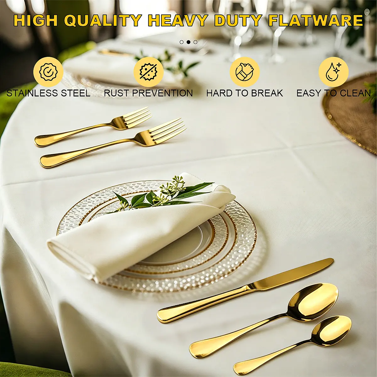 Modern 10-Piece Stainless Steel Gold Cutlery Set - Oval Shape Handle Fork and Spoon, Adult Tableware, Chip-Resistant, BPA-Free, Gold/Black/Rainbow, Dishwasher-Safe, 2-Person Home Party Tableware