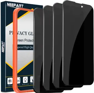 4 Pack Privacy Screen Protector for iPhone 15 Pro Max[6.7 inch], Sensor Protection, Dynamic Island Compatible, 9H Anti Spy Private Tempered Glass Film, Anti-Scratch, Case Friendly, Easy