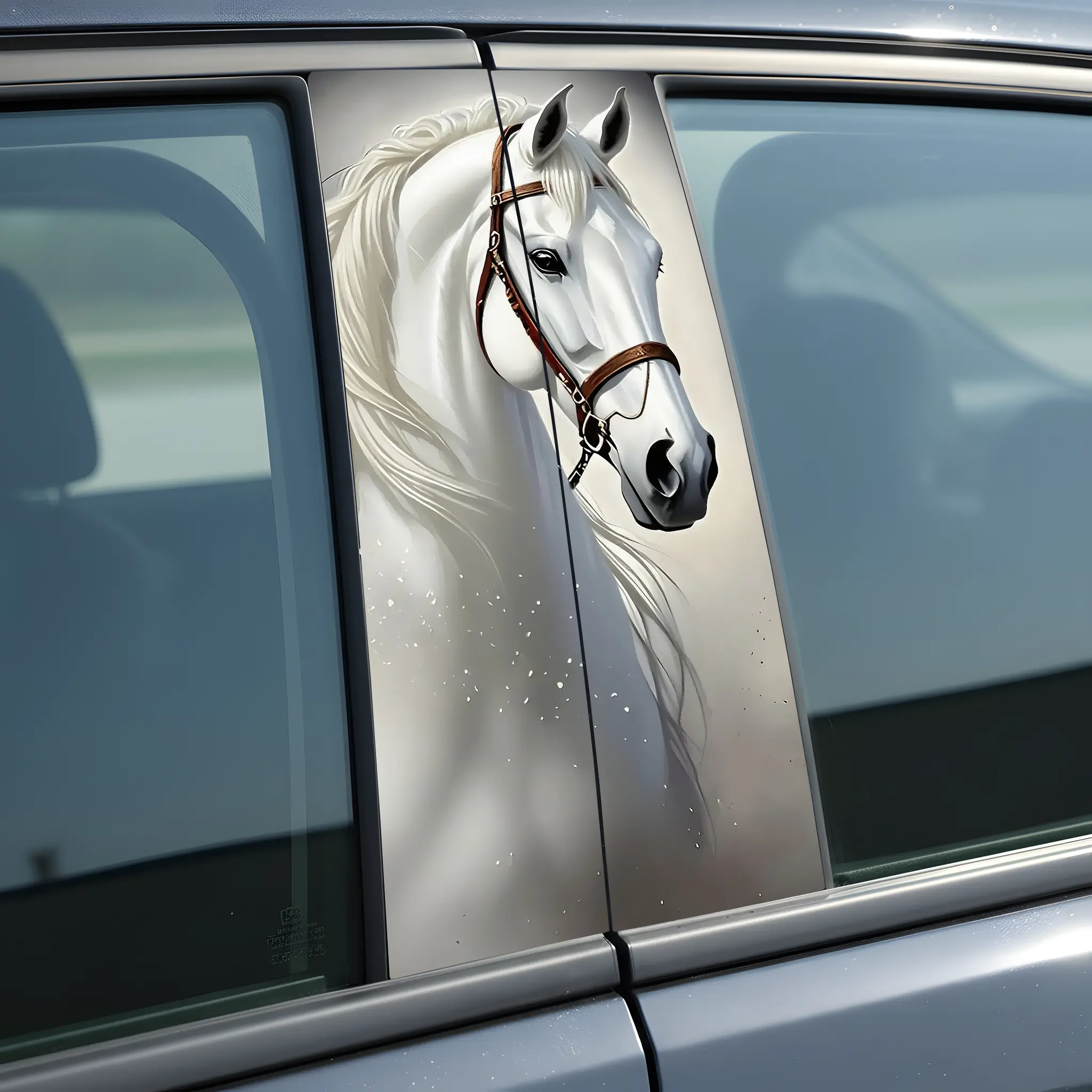 White Horse Car B-Pillar Sticker Durable Vinyl Decals for Long-Lasting Use Easy Application Enhances Car's Aesthetic Appeal Vehicle Decoration
