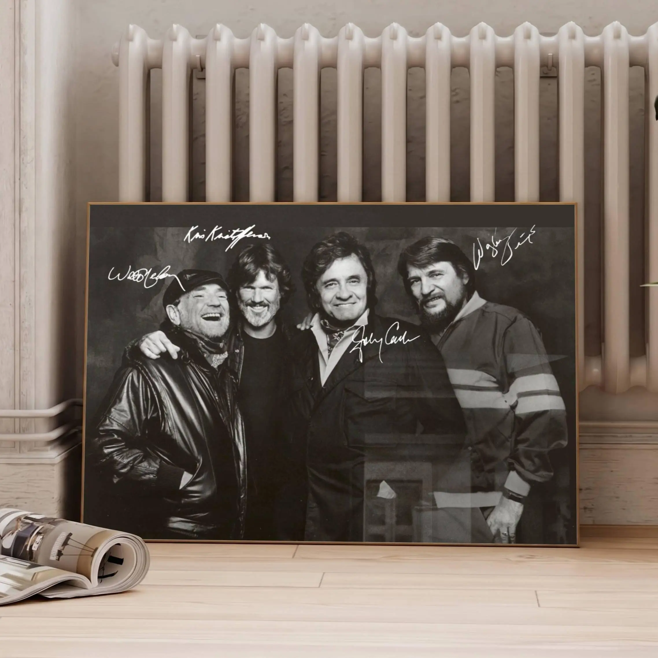 [ NO FRAME ] The Highwaymen Signed Poster,Outlaw Country Poster, Willie Nelson, Johnny Cash, Waylon Jennings, Kris Kristofferson , Country Music Legends Autographed Poster, Outlaw Country Wall Art