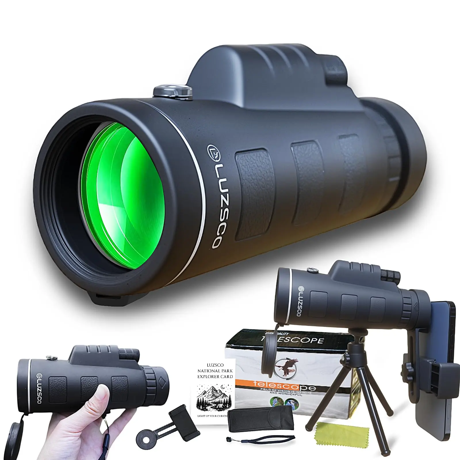 Monoculars for Adults High Powered 10x42 – Compact Waterproof Monocular Telescope with Tripod & Smartphone Adapter – Handheld Mini Pocket Telescope for Bird Watching, Hunting, Travel & Gifts