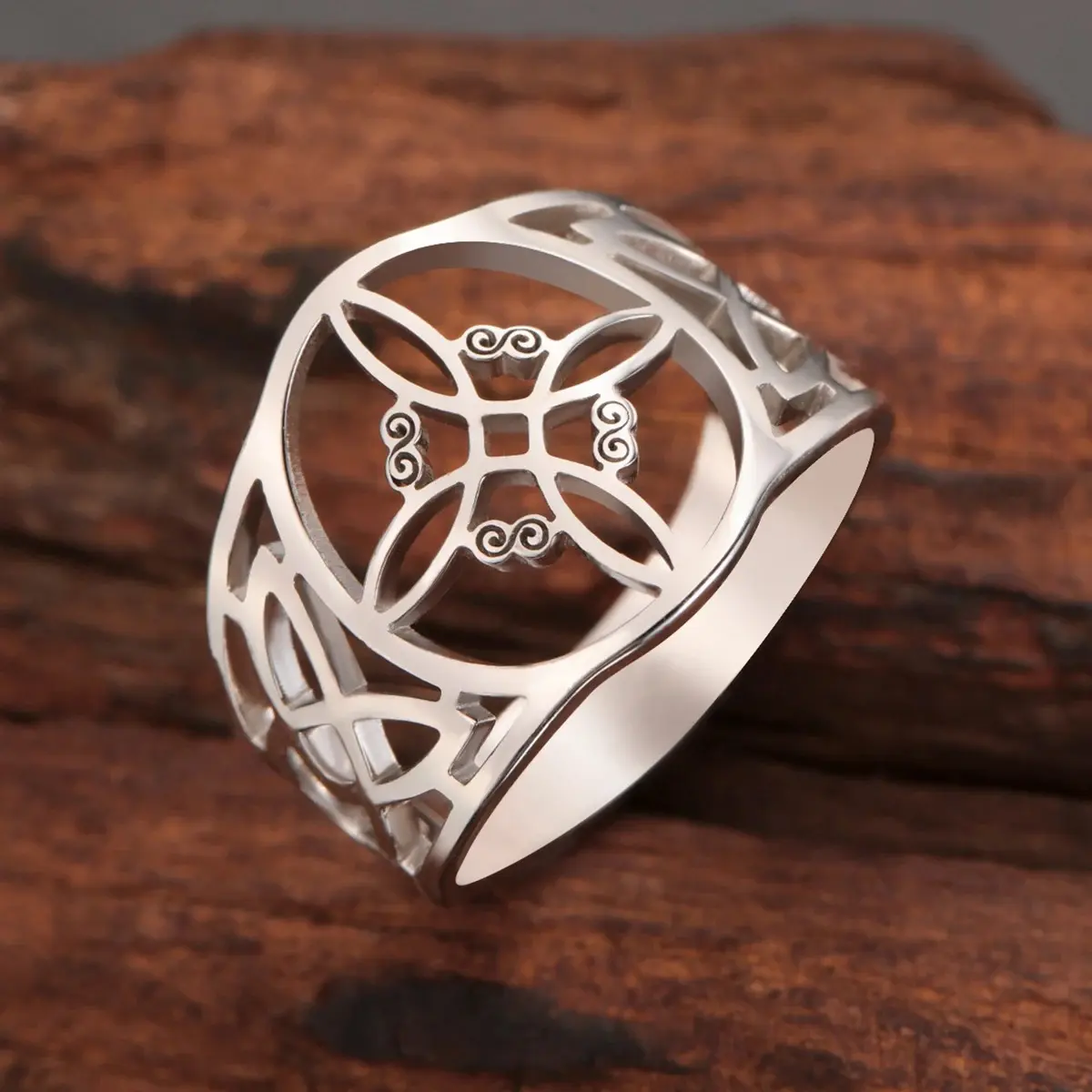LIKGREAT Witch-Knot Ring, Unisex Hollow 925-Silver Band, Vintage Celtic Talisman Protective Jewelry Gift for Couples