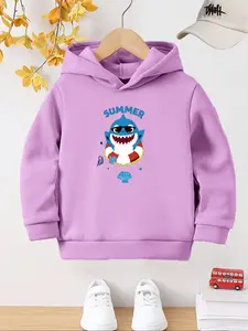 Boys' Hooded Shark Pattern Sweatshirt, Casual Sports Style, Regular Fit, Fashion Winter, Warm and Comfortable, Active Kids