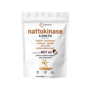 Micro Ingredients Nattokinase 4,000 FU Equivalent, 240 Enteric Coated Softgels with MCT Oil