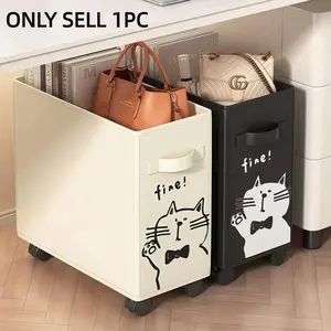Foldable Rolling Storage Cart Under Desk Organizer, Mobile File Holder, Space-Saving Solution for Home Office Supplies & Books, Files Organizer