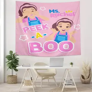 Ms. Rachel Peek-A-Boo Theme Wall Hanging Rug, Tapestry Room Decor, Perfect for Bedroom Living Room Dorm Office Party Decoration, Soft Single-Sided Print