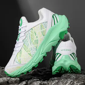 Women's & Men's Lace Up Athletic Sneakers Leaf Pattern Design Chunky Textured Sole Breathable Comfort Natural Performance Running Footwear for Training Closed